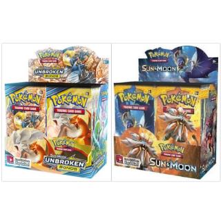 Pokemon tcg sun & moon unbroken bonds + sun & moon base set booster box bundle