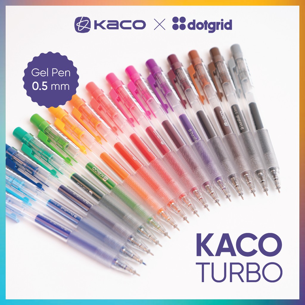 Bút bi gel nhiều màu Kaco Turbo ngòi 0.5mm (cây lẻ)