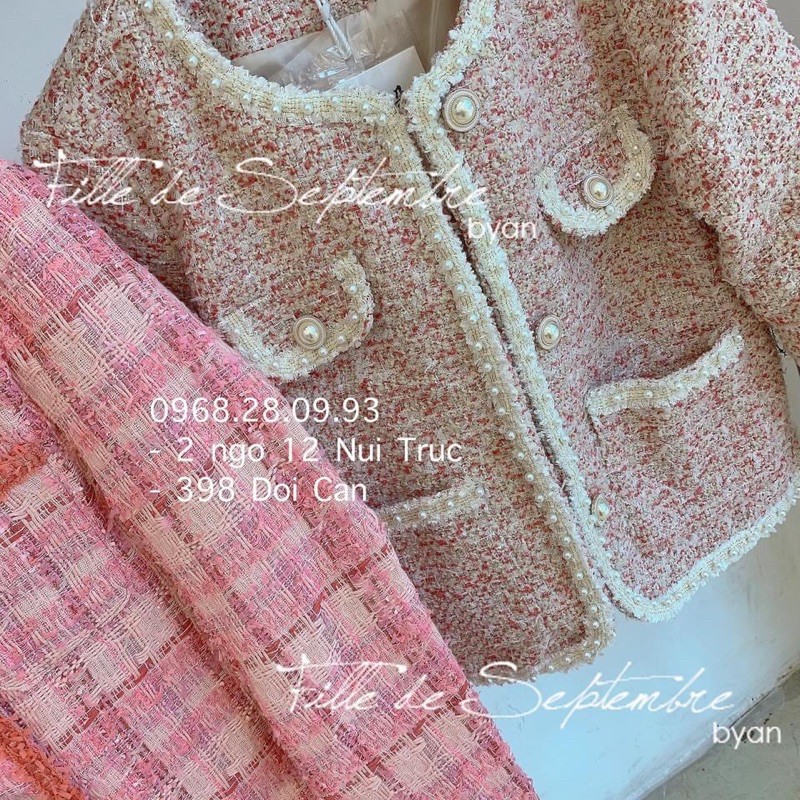 áo khoác dạ tweed hồng viền ngọc 6948 sz ml (sẵn) | BigBuy360 - bigbuy360.vn