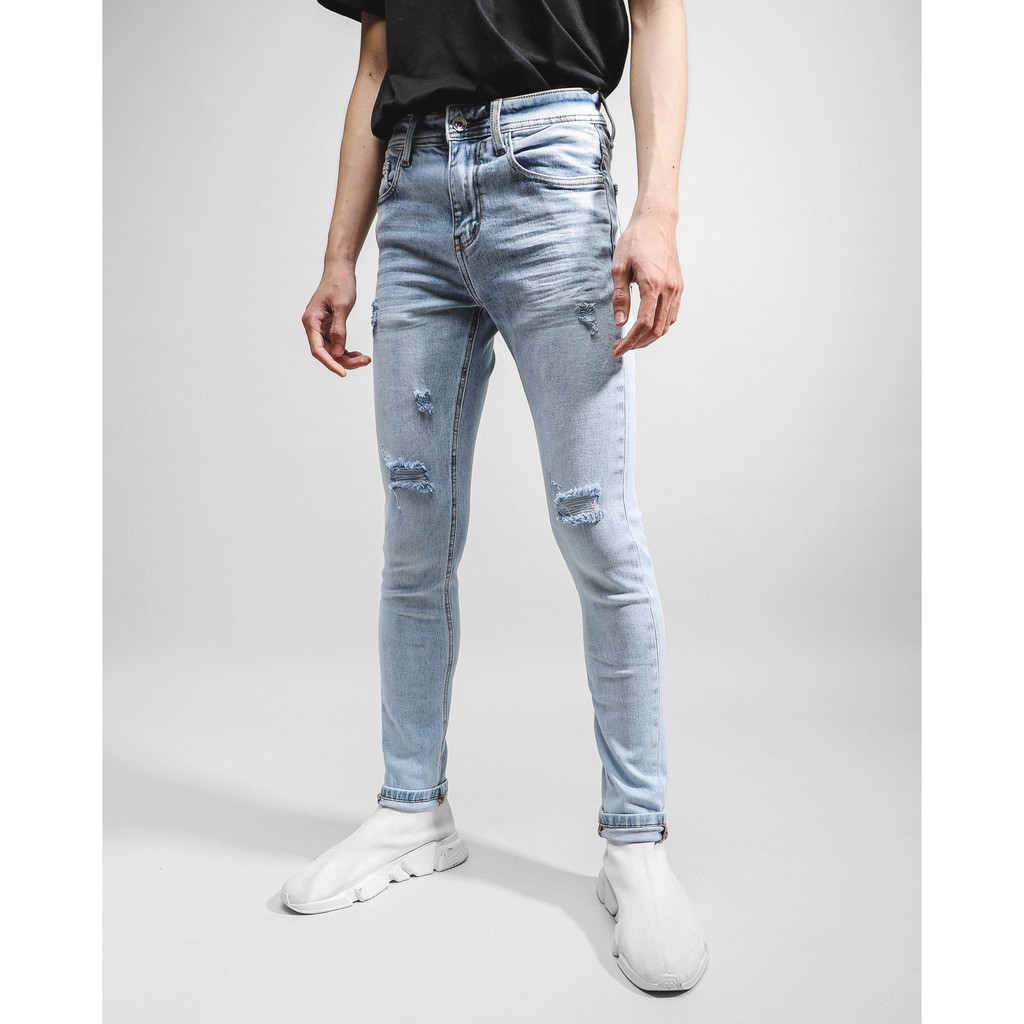 Quần jeans ZARA xanh rách skinny 201001 TuanStore