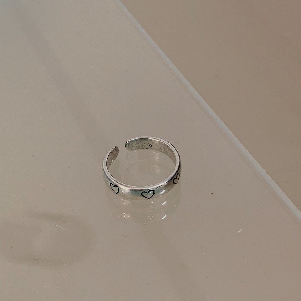 Nhẫn Hình Trái Tim Đơn Giản Phong Cách Hip Hop Hàn Quốc Có Thể Điều Chỉnh