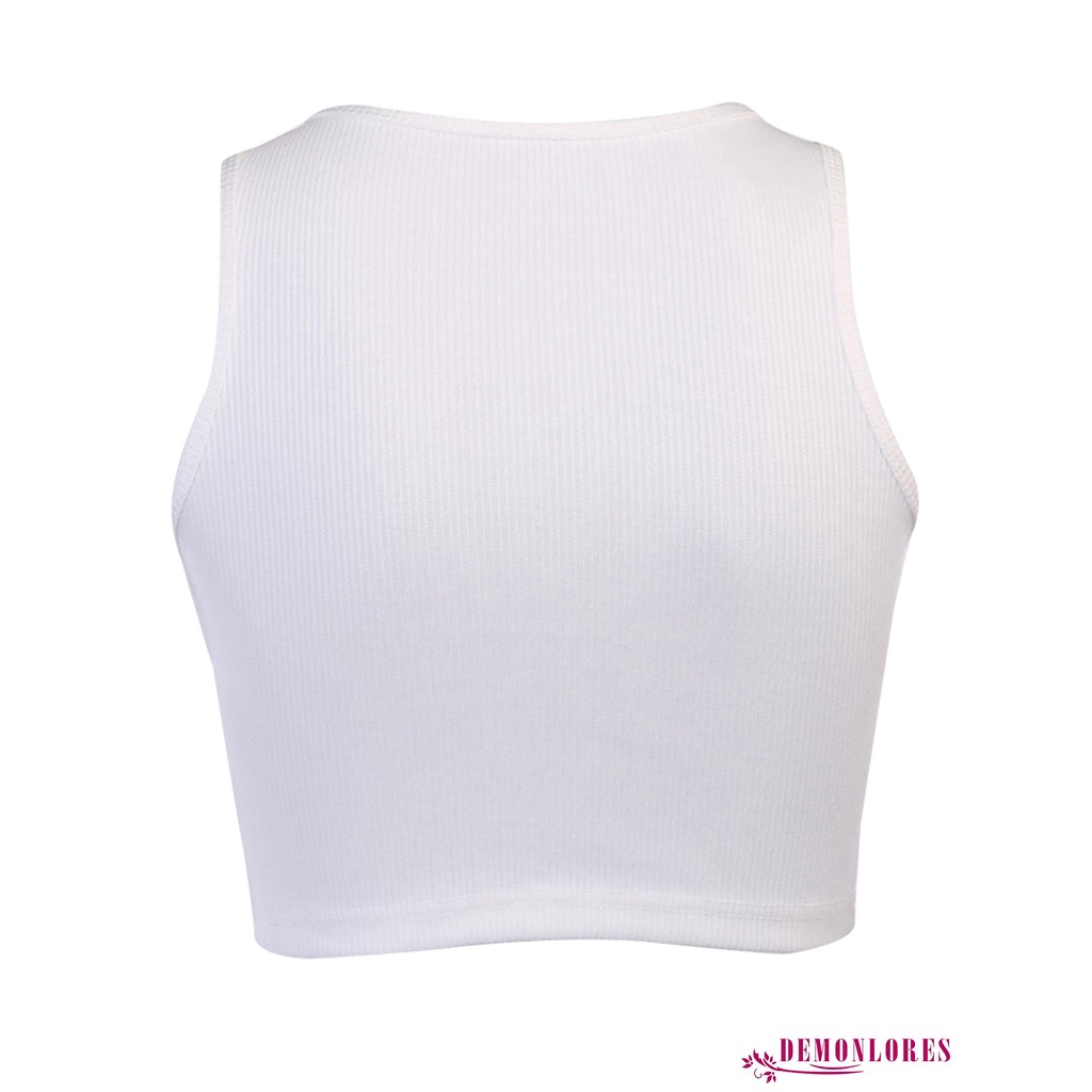Áo croptop không tay họa tiết chữ thêu dành cho nữ