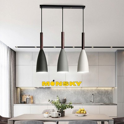 Đèn thả bàn ăn MONSKY AVALIA 3 bóng chao nhôm hiện đại - kèm bóng LED đui xoáy E27
