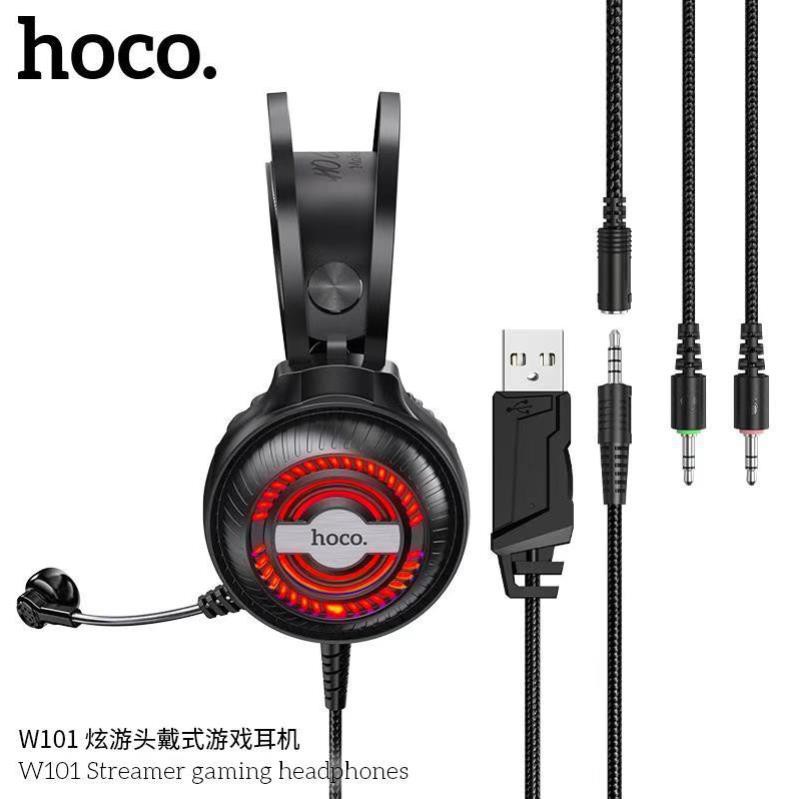 Tai Nghe Chụp Tai Hoco W101 dành cho máy tính, chuyên Game, Đèn Led Có MIC Bảo Hành Chính Hãng 24 tháng