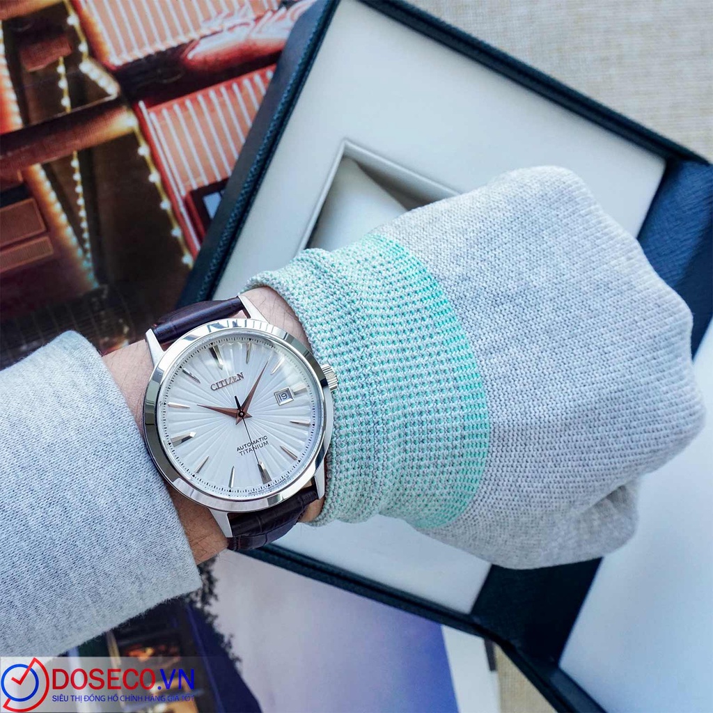 Đồng Hồ Nam Chính Hãng Citizen TITANIUM NJ2180-11A Cơ Automatic Dây Da Cao Cấp CTZ59