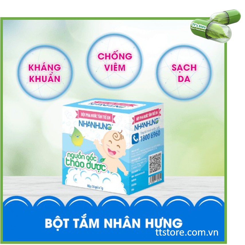 Bột pha nước tắm trẻ em Nhân Hưng - Giảm ngứa, rôm sẩy từ thảo dược