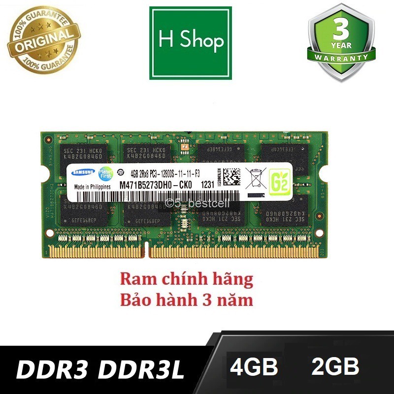 Ram laptop DDR3L (PC3L) 4gb bus 1600, và các loại khác, bảo hành 3 năm