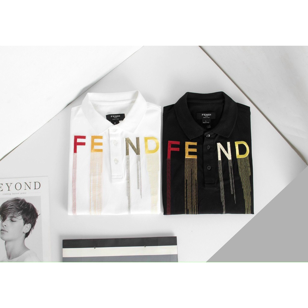 Áo thun nam cổ trụ Quảng Châu form body - Chất liệu cotton mịn FENDI