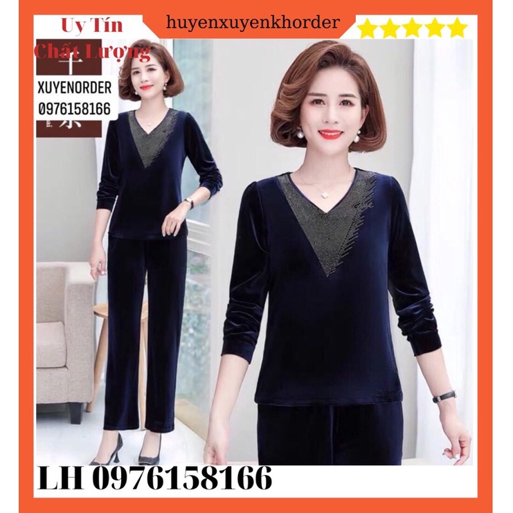 Bộ Quần Áo Nữ Trung Niên chất Tuyết Nhung Hàng Quảng Châu