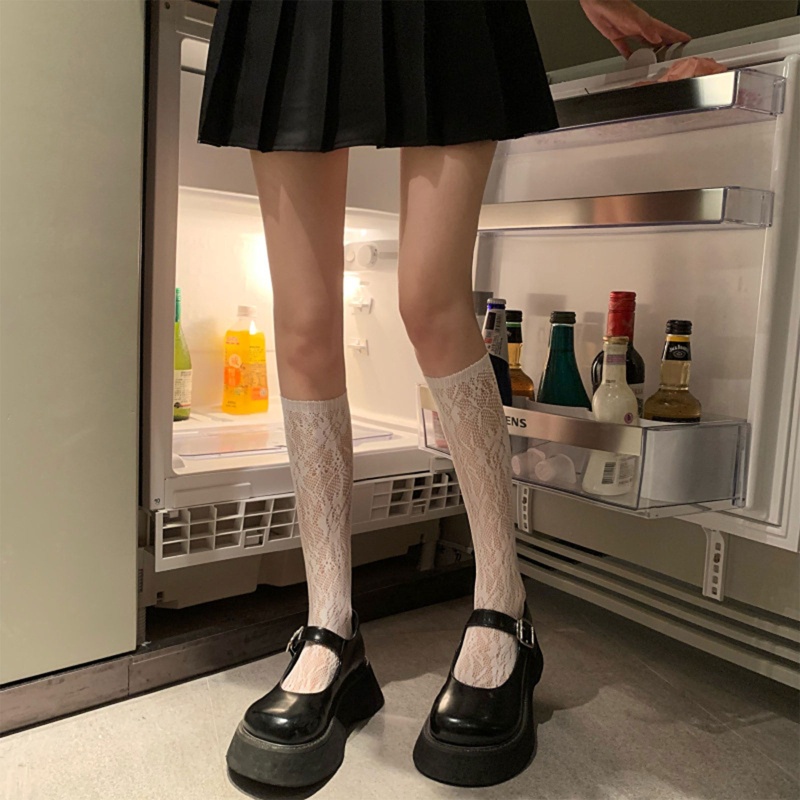 Tất Lưới Mỏng Phối Ren Hoa Phong Cách Lolita 10MK Dành Cho Nữ