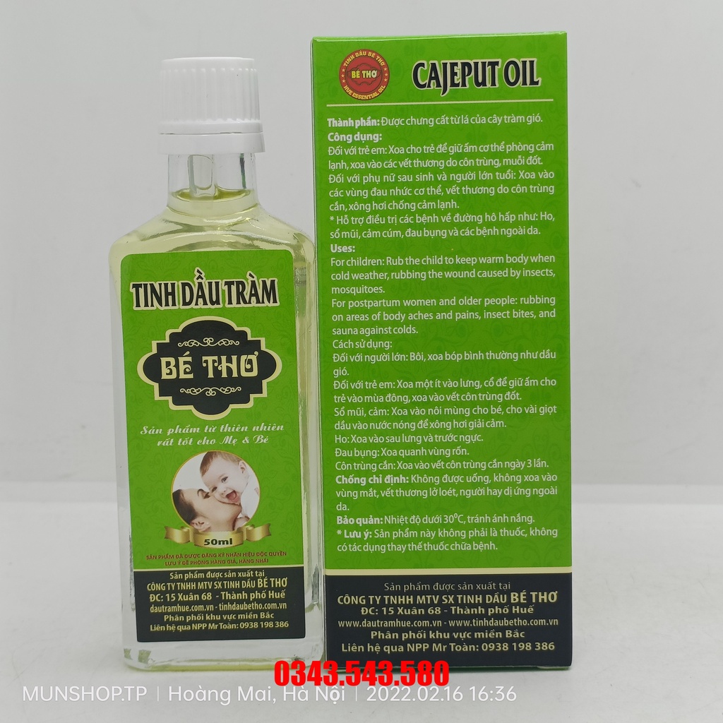 Tinh dầu Bé Thơ chai 50ml (đủ loại) - Sản phẩm từ thiên nhiên