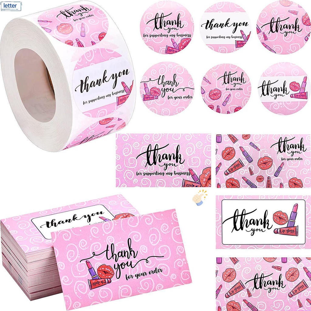 Set 50/500 Nhãn Dán In Chữ Thank You Dùng Để Trang Trí Tiệc