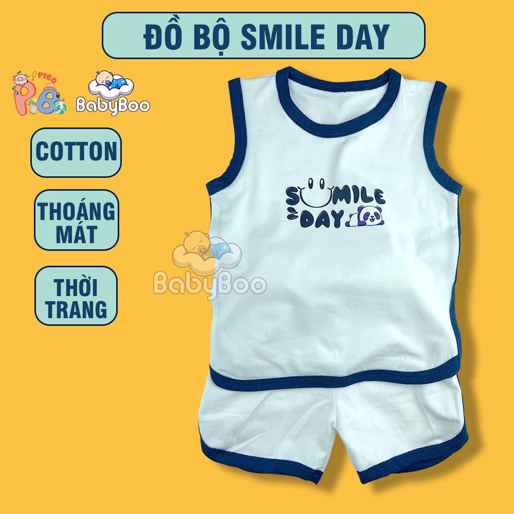 Đồ Bộ Bé Trai Bé Gái Quần Áo Ba Lỗ BabyBoo Cotton Tici Thoáng Mát Thấm Hút Mồi Hôi Hình Smile - PiBo Store