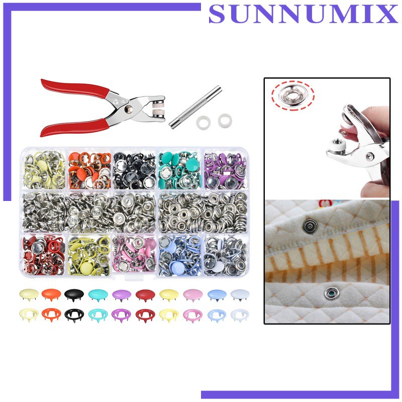 [SUNNIMIX] Snap Fasteners Poppers Press Studs Metal 10mm Prong Ring for Sewing Crafting