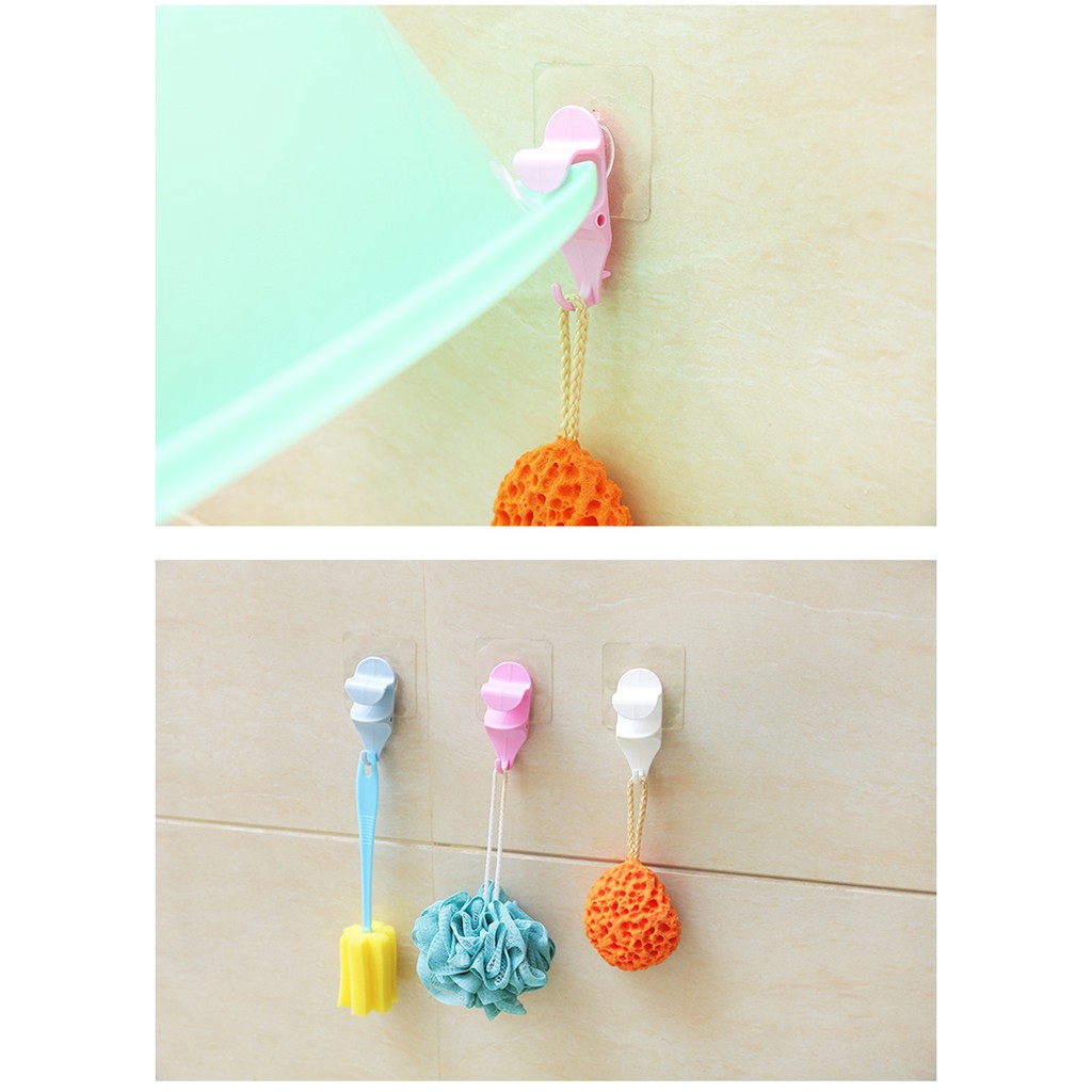 Móc treo thau/ khăn hít tường tiện lợi cho cửa/ phòng tắm/nhà bếp