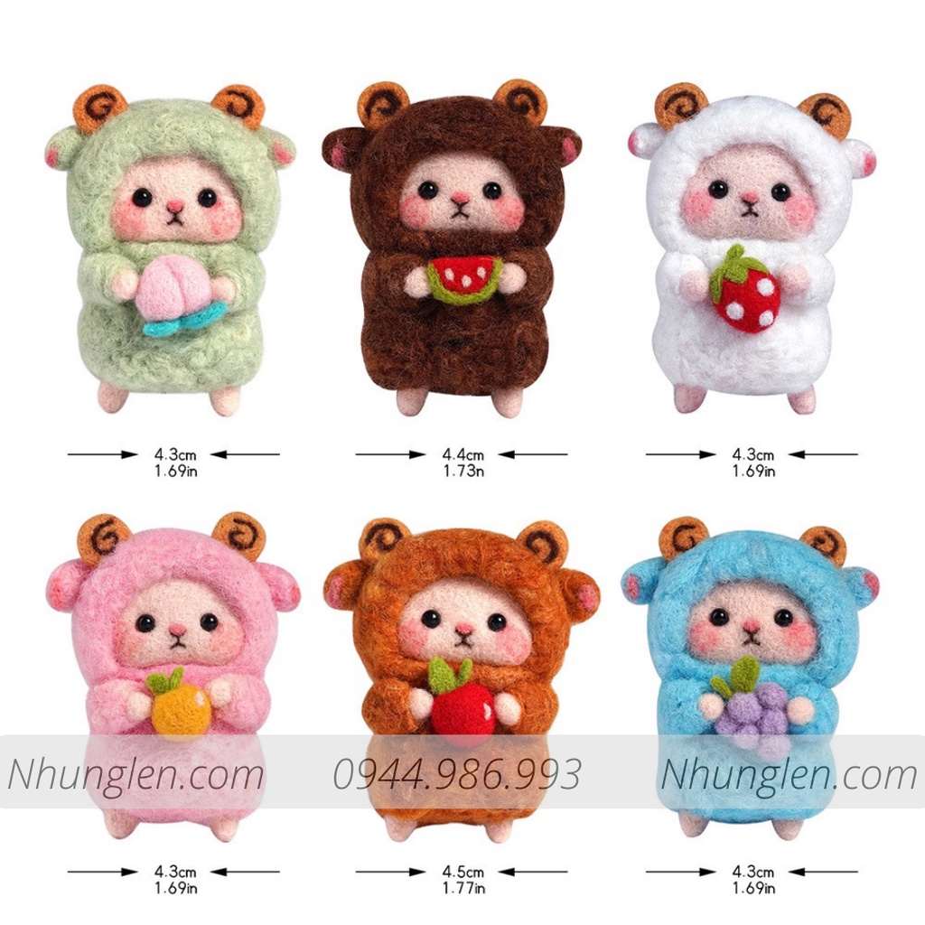 Bộ len chọc Cừu Bé Cưng Đơn Giản Siêu Dễ và Rẻ với LEN XOĂN siêu xịn và đẹp - Needle felting sheep, quà tặng ý nghĩa