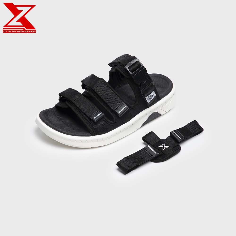 Giày Sandal ZX The Bubble T ZX 3715 BLACK WHITE  3 quai ngang phối khóa đế EVA công nghệ cao quai sau tháo rời làm dép