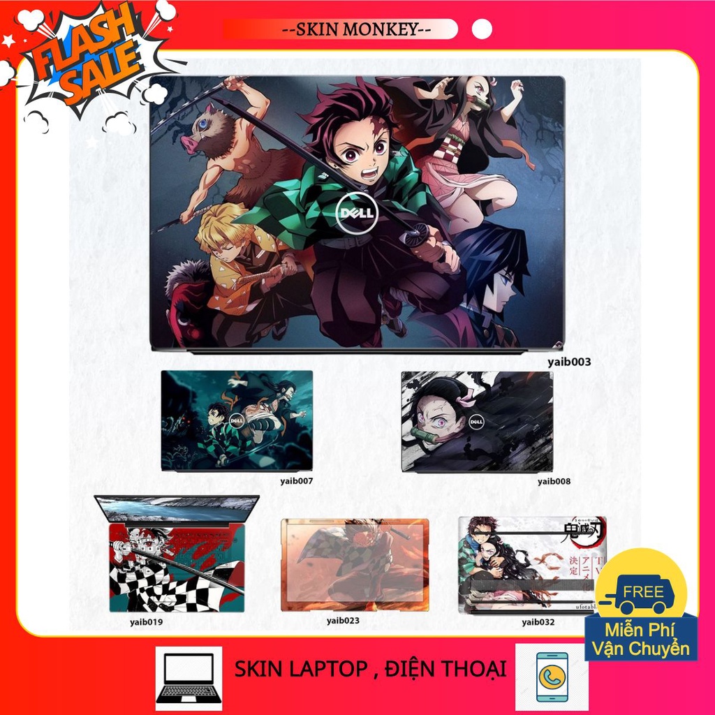 Skin miếng dán thời trang cho Laptop Dell in hình Kimetsu No Yaiba độc đáo(inbox mã máy cho Shop)
