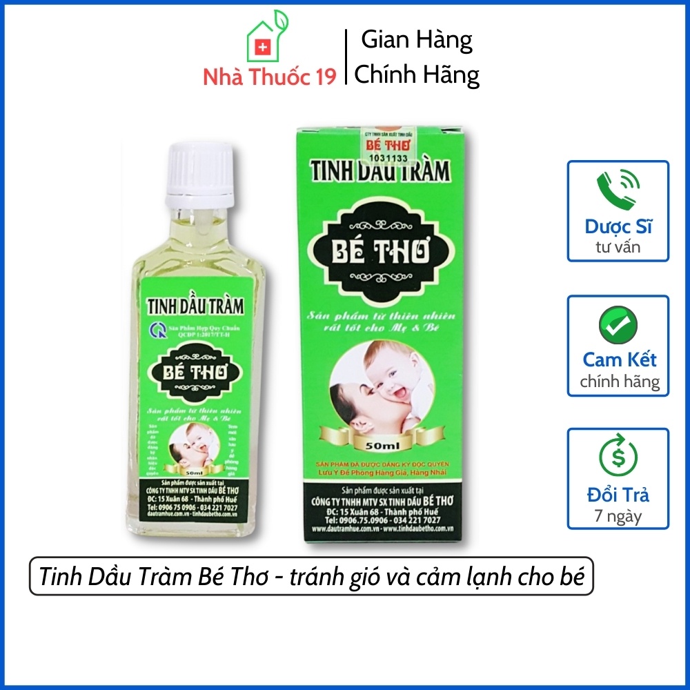 Tinh Dầu Tràm Bé Thơ 50ml Tinh Dầu Tràm Huế Nguyên Chất Nguyên Liệu 100% Tự Nhiên Tinh Dầu Tràm Cho Bé Chính Hãng