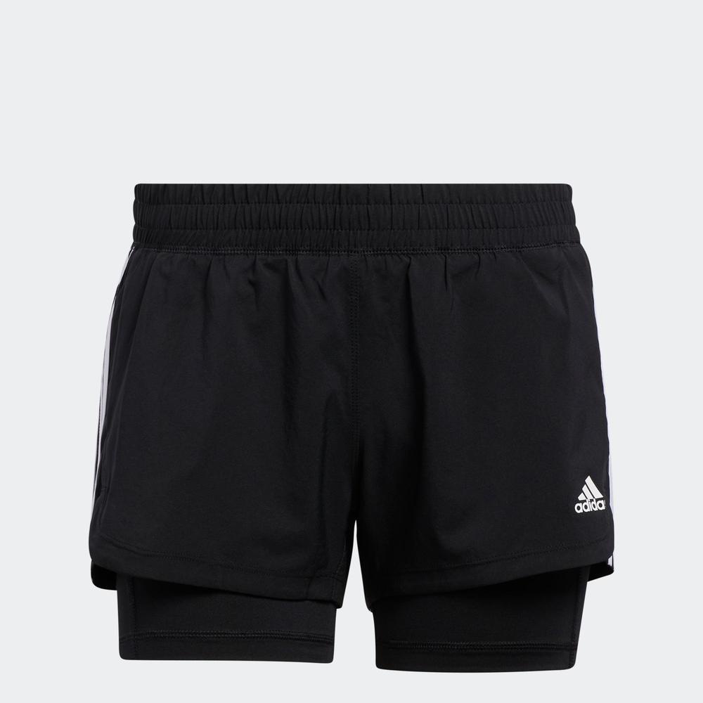 Quần Ngắn adidas TRAINING Nữ Quần short 2 trong 1 vải dệt 3 Sọc Pacer Màu đen GL7686