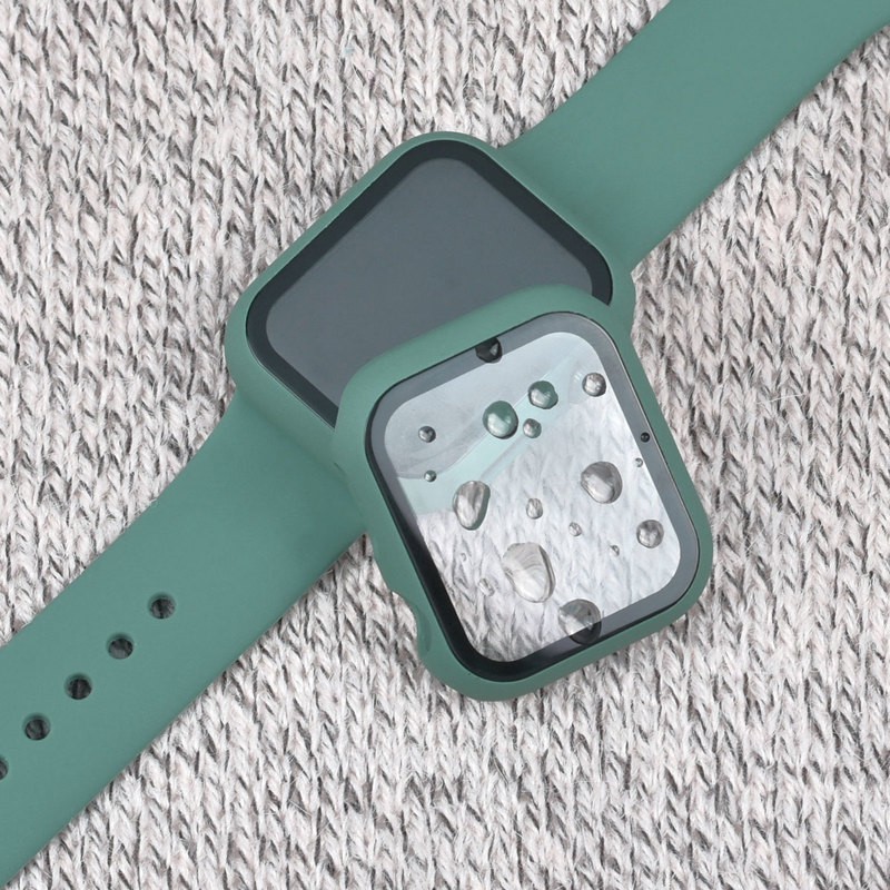 Ốp lưng khung PC cứng Apple Watch + kính cường lực 9H bảo vệ màn hình chống xước phù hợp với iWatch Serie 6 5 4 3 2 SE vỏ 38mm 40mm 42mm 44m