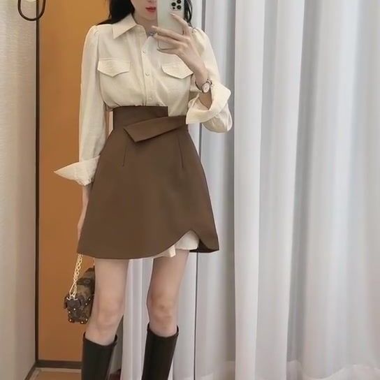 Set áo sơ mi và chân váy phong cách retro Hong Kong 2021 (có bán lẻ)