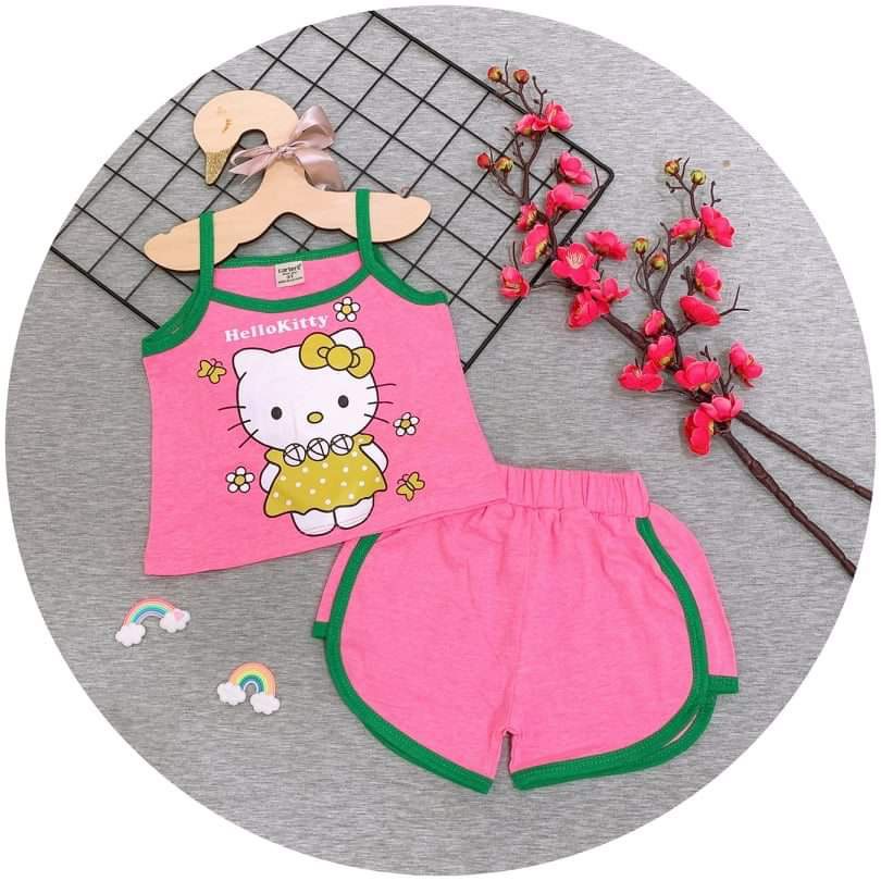 Bộ 2 dây bé gái vải hàng xuất-bộ ngố bé gái -sỉ quần áo trẻ em hcm pikakids