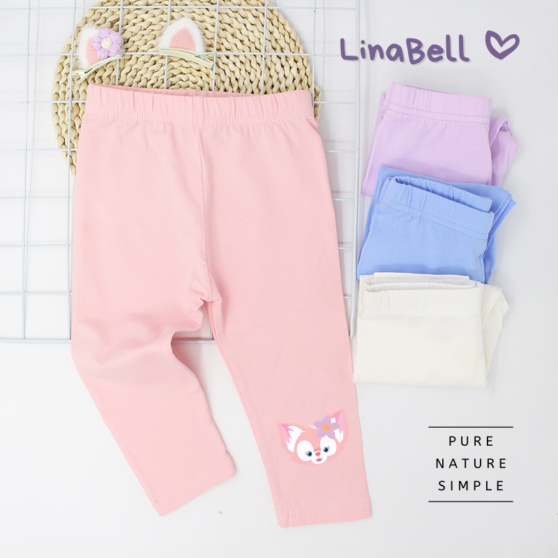 Quần legging 100% cotton mềm mại in họa tiết hoạt hình LinaBell cho bé gái