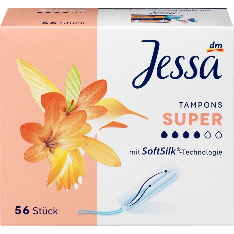 Tampon - Băng vệ sinh dạng nút Tampons Jessa nội địa Đức đủ size lớn nhỏ, nhiều ít, hàng ngày