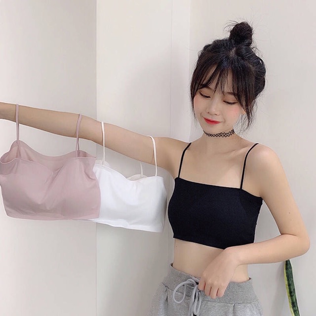 [Mã 12FASHIONSALE1 giảm 10K đơn 50K]  Áo Bra Quây Trơn 2 Dây 8881