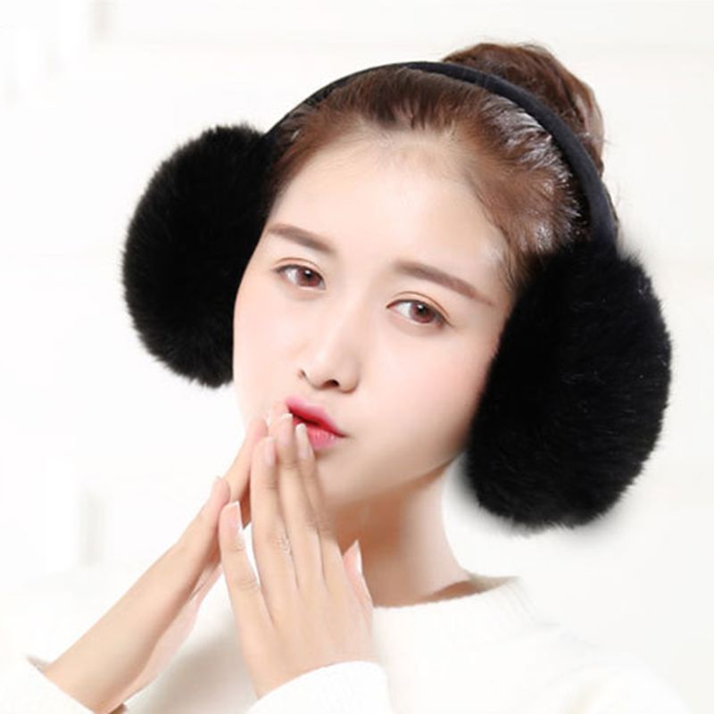 Bông Tai Lông Thỏ Nhân Tạo Màu Sắc Ngọt Ngào Thời Trang Mùa Đông Cho Nữ