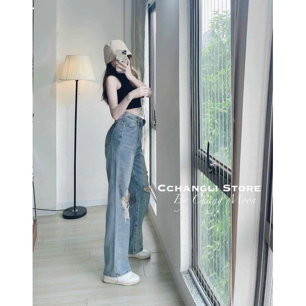 Quần Jean suông rách cá tính (Ảnh thật)