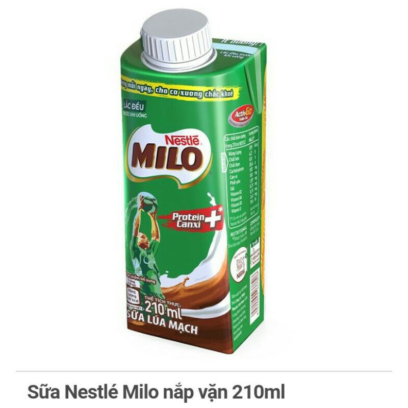 Sữa Nestlé Milo 210ml/ bữa sáng cân bằng nắp vặn 200ml