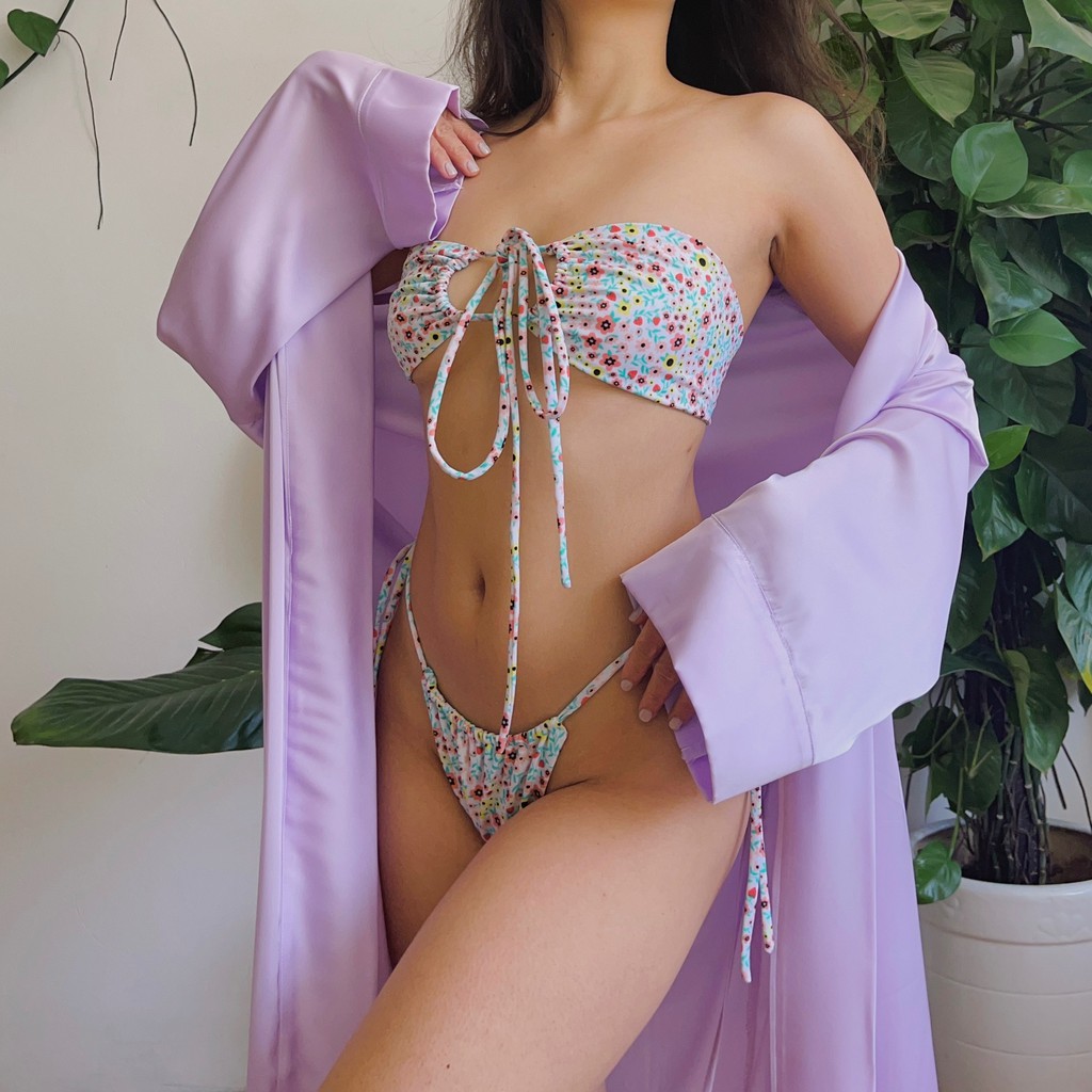 Jeune Kimono- Áo choàng lụa pastel đi biển