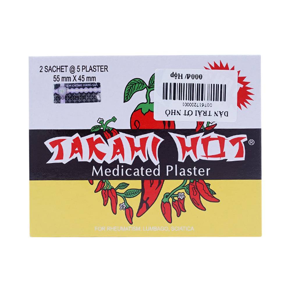 Cao Dán Trái Ớt Takahi Hot - Hộp 2 gói x 5 Miếng Dán - Coastlinecare Pharmacy