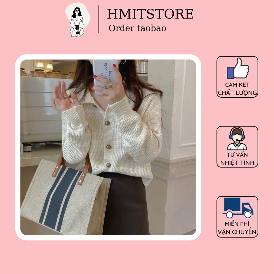 Áo khoác cadigan cổ bẻ dáng lửng phong cách Hàn Quốc Hmitstore