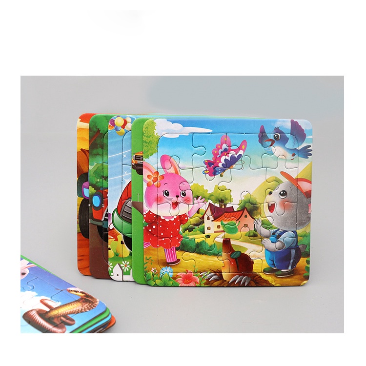Đồ chơi xếp hình lắp ráp tranh ghép 16 mảnh nhiều hình ngộ nghĩnh size to 14*14cm cho bé