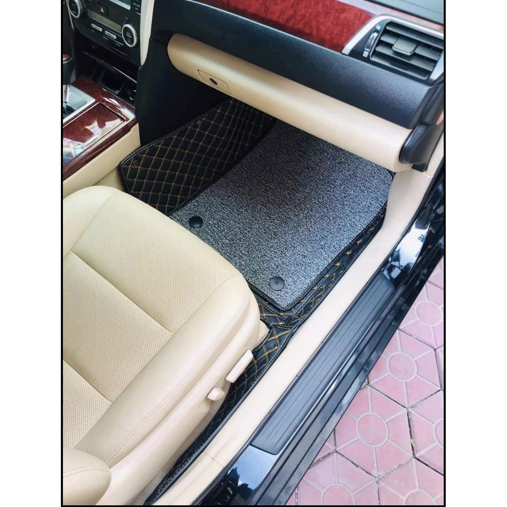 Thảm lót sàn ô tô da ô vuông pu cho Toyota Camry 2019 - 2021 kèm thảm rối chống bẩn cao cấp