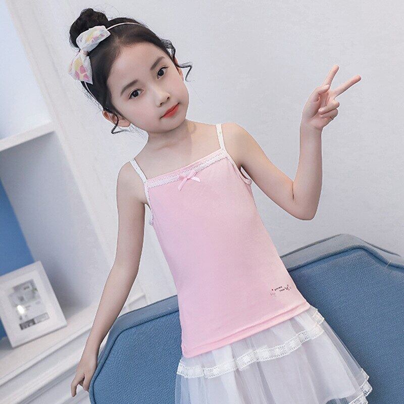 Áo Thun Không Tay Cổ Vuông Màu Trơn Thời Trang Mùa Hè Dành Cho Bé Gái 4-9 Tuổi