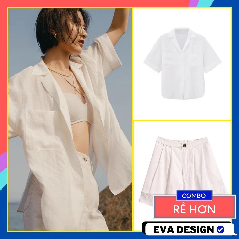 Set đồ đũi xước nữ bigsize gồm 1 áo khoác vest 1 lớp ngắn tay xẻ tà thắt eo tôn dáng 1 quần short đùi lưng chun ống rộng