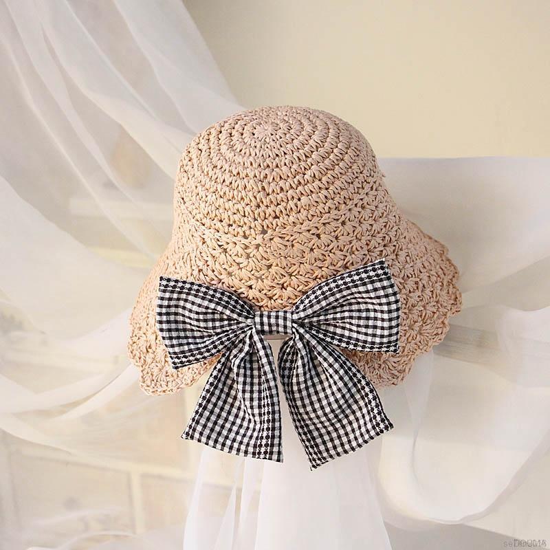 Mũ Cói Thắt Nơ Xinh Xắn Cho Bé Gái