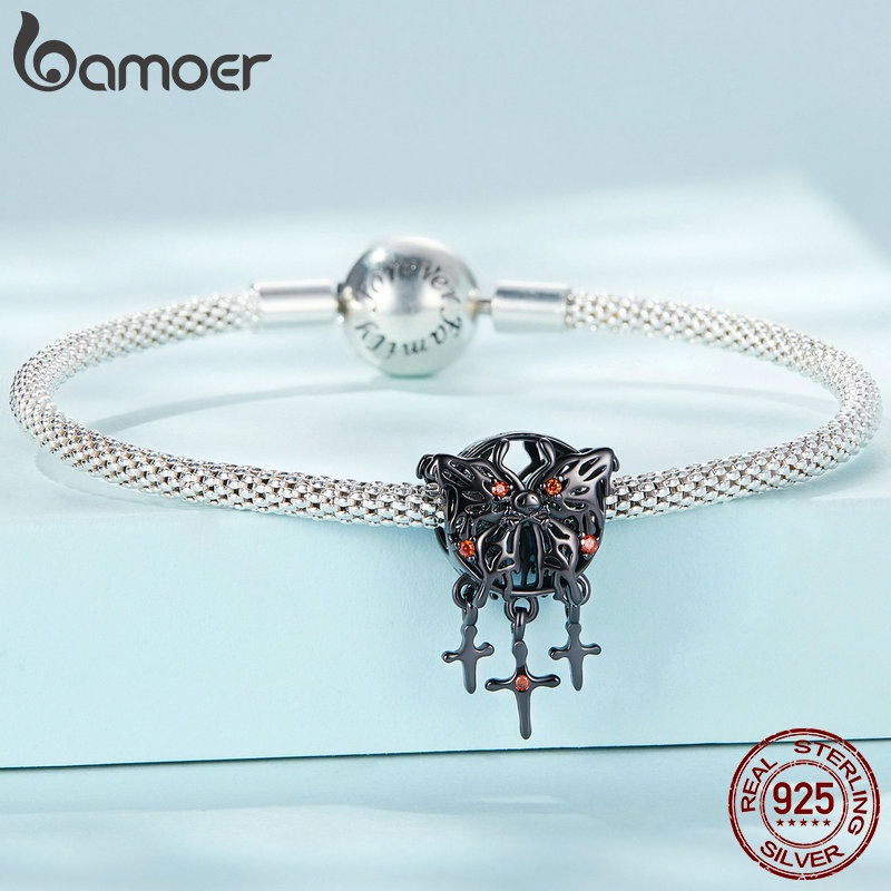 BAMOER Hạt Bạc 925 Biểu Tượng Celtic Gothic Treo Vòng Tay Và Vòng cổ Diy