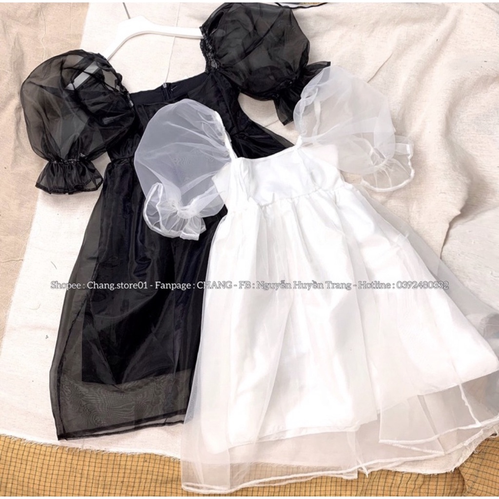 Váy Babydoll Nữ Tay Phồng Cổ Vuông- Đầm Công Chúa Tiểu Thư Dáng Xoè Chất Voan 2 Lớp Bồng Bềnh Phong Cách Hàn Quốc | BigBuy360 - bigbuy360.vn