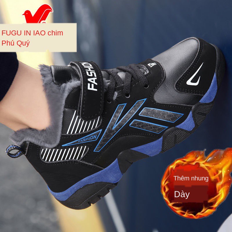 ♗✓❆Fortune Bird Boy s Cotton Shoes Mùa thu và Đông Da không thấm nước Giày thể thao trẻ em trung niê