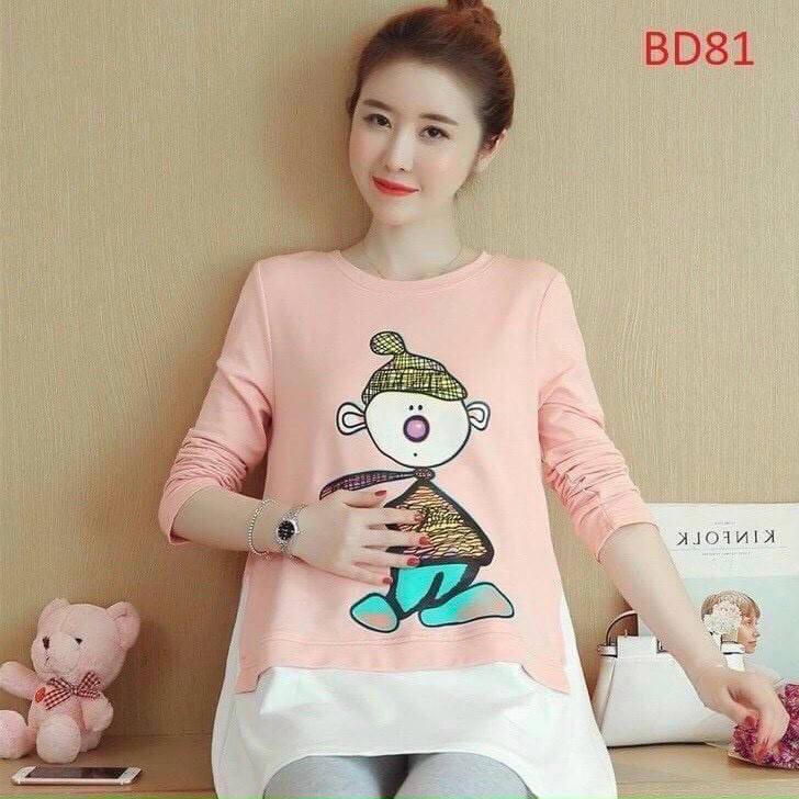 Áo bầu Cotton phong cách Hàn Quốc hình Mũ, thoáng mát, chất đẹp