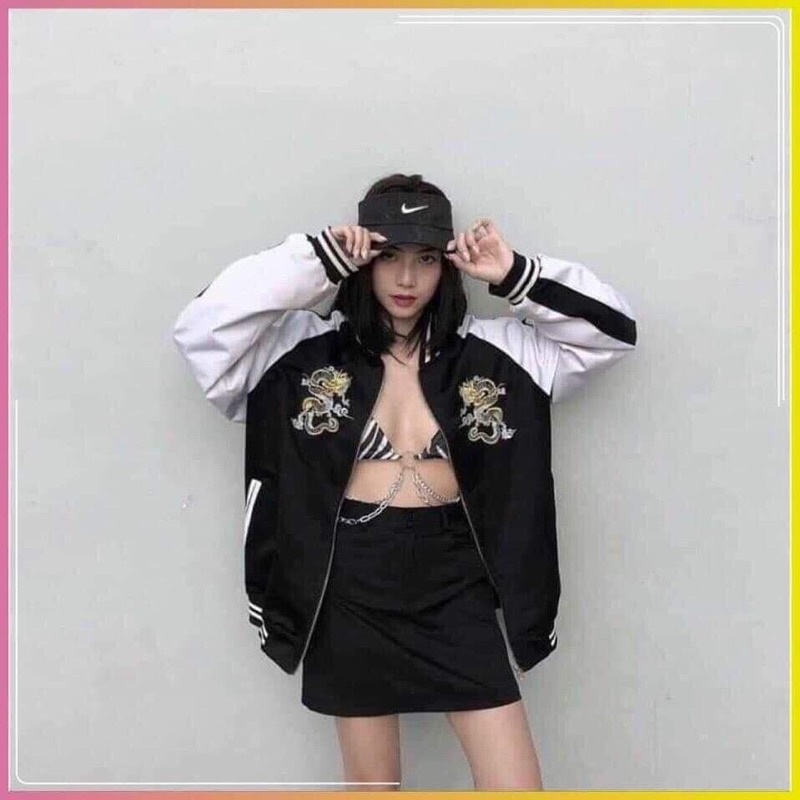 Áo Khoác Gió, Áo Dù, Bomber Thêu Hình Con Rồng Hàng 1 Lớp