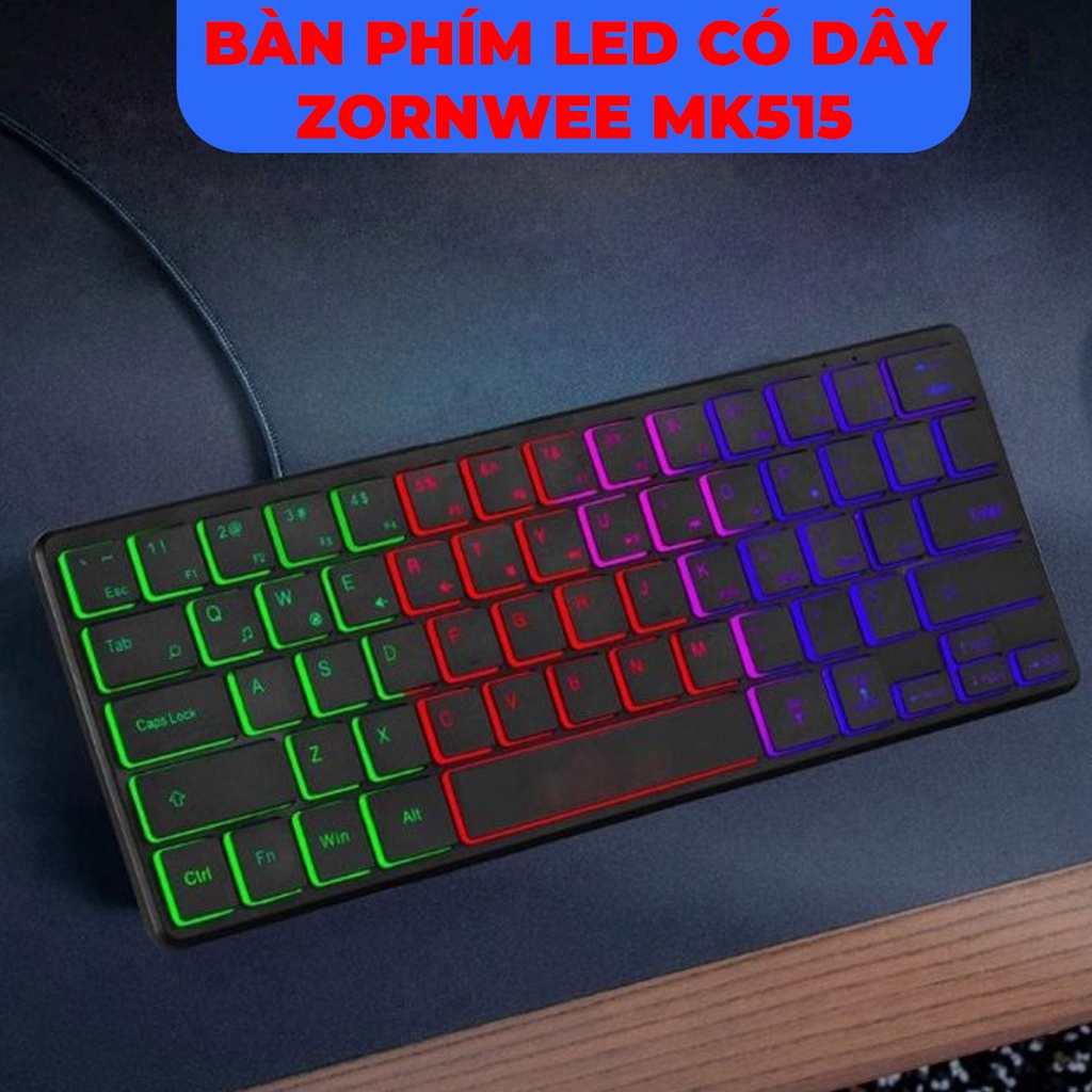 Bàn phím Mini 64 phím nhỏ gọn có Led Nhiều màu ZornWee MK515