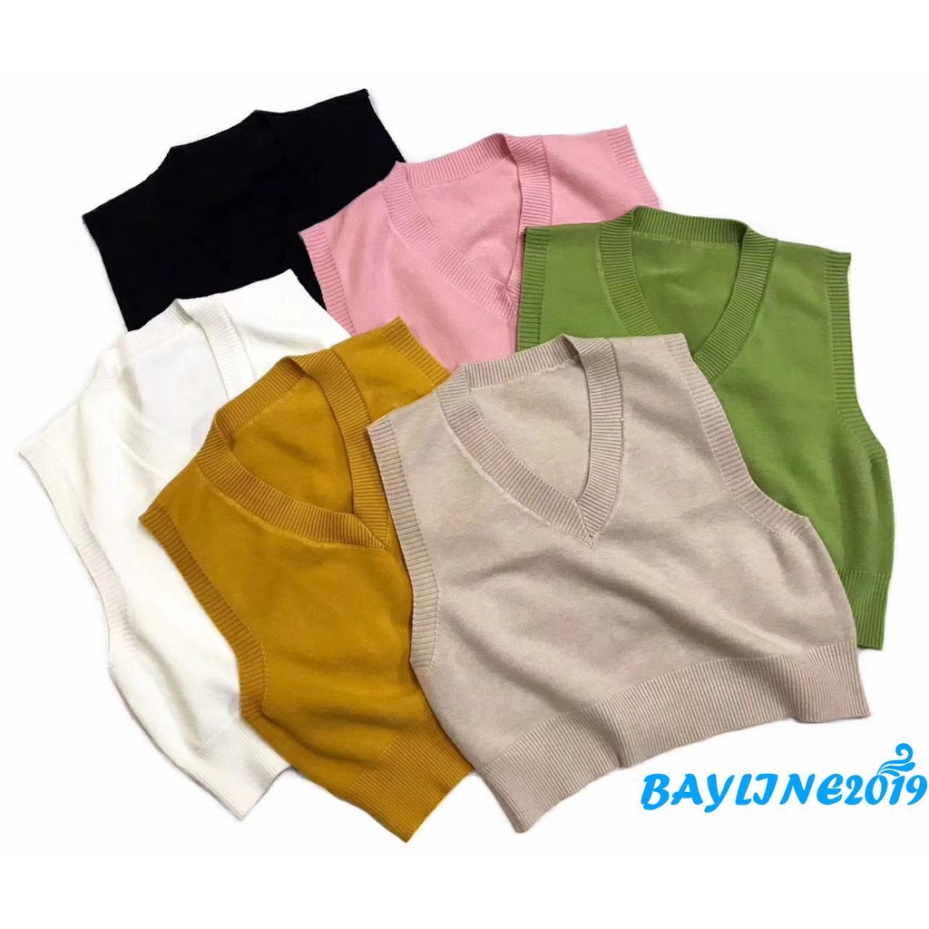 Áo Len Nữ Cộc Tay Cổ Chữ V Thời Trang