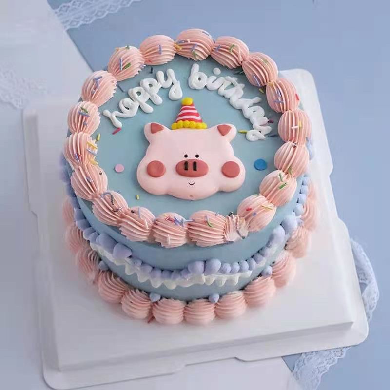 Cây cắm bánh mặt heo hồng kích thước 7.5cm*7cm
