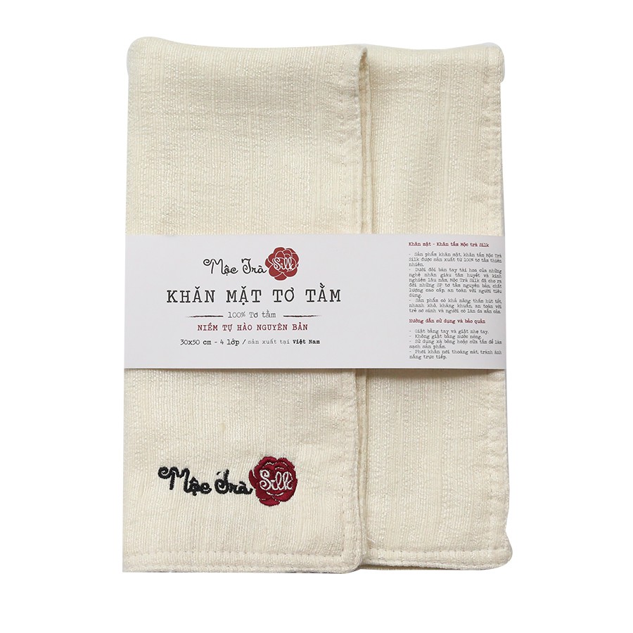 Mộc Trà Silk| Khăn Mặt Tơ Tằm Người Lớn 4 Lớp 30x50cm